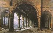 louis daguerre The Effect of Fog and Snow Seen through a Ruined Gothic Colonnade china oil painting artist